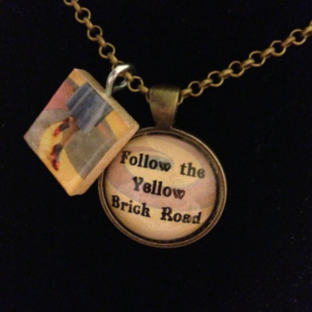 Follow The Yellow Brick Road Charm Necklace 18$